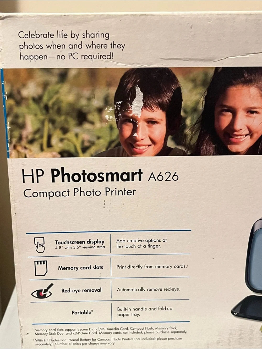 HP Photosmart A626 Compact Photo Printer White and Black